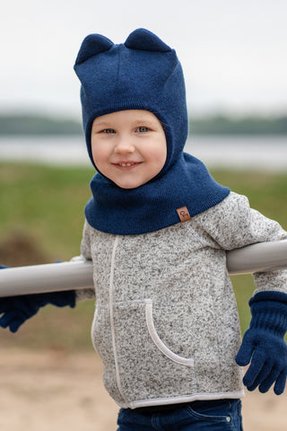 Kids' Merino Blend Balaclava with Ears - 1-3Y / Dark Blue