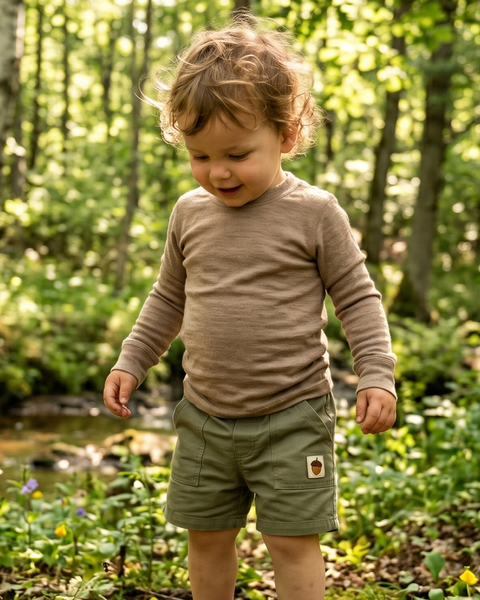 Kids' Lightweight 160 Long Sleeve Crew Beige