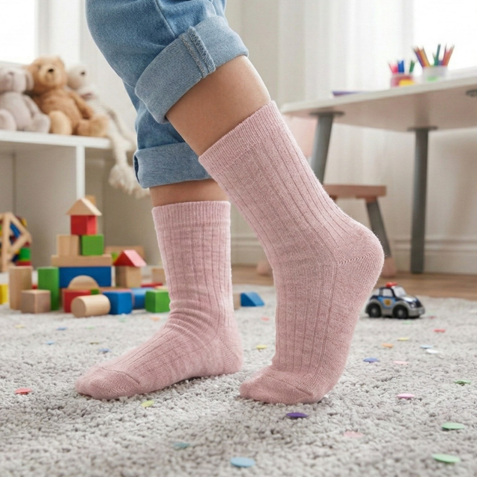 The Menique merino rib crew socks for kids in all colors.