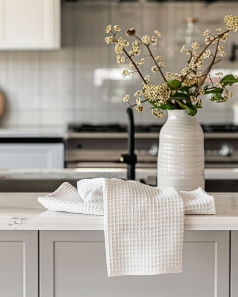 Waffle Kitchen Towel in pure white