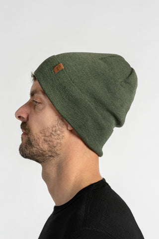 Knitted Merino Liner Beanie For Men - One size / Dark Green