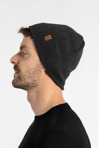 Knitted Merino Liner Beanie For Men - One size / Dark Gray