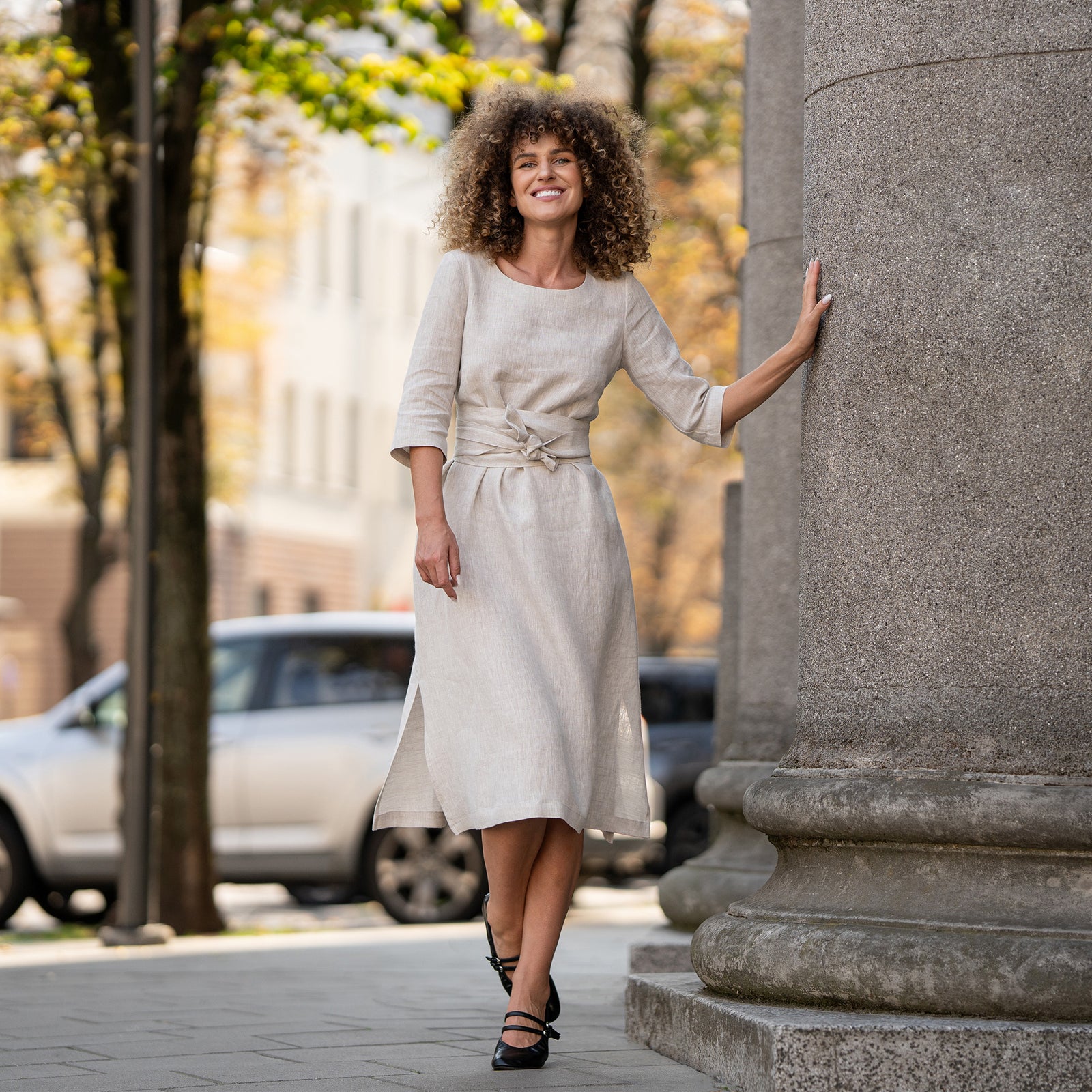Natural Linen Dresses: Smock, Midi & Wrap Styles | MENIQUE Natural Linen Dresses: Smock, Midi & Wrap Styles | MENIQUE