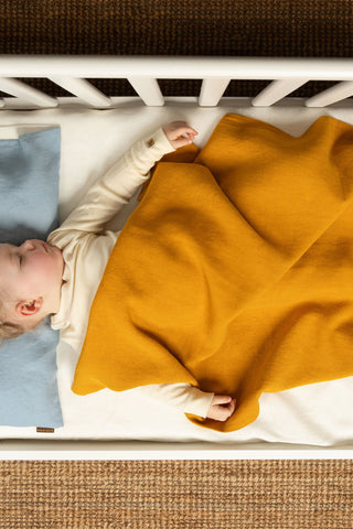 Linen Throw for Baby - 27 x 39" / Spicy Yellow