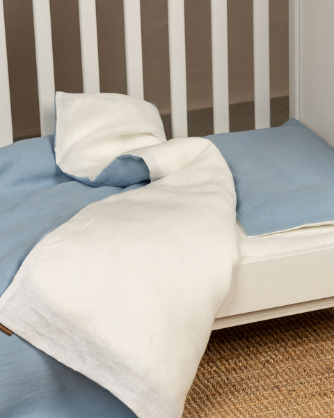 Linen Baby Duvet Cover in cloudy blue