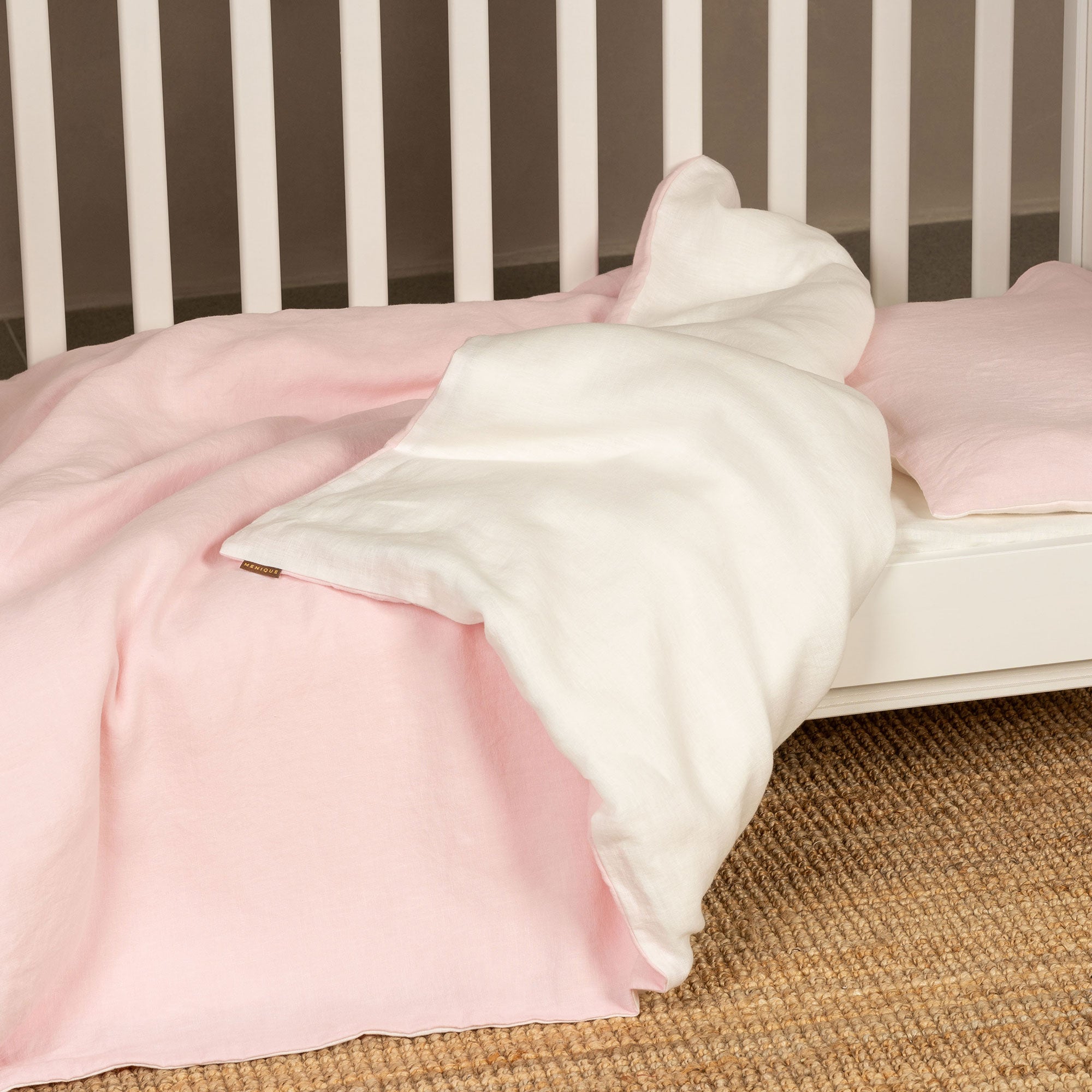 Linen Baby Duvet Cover in dusty pink