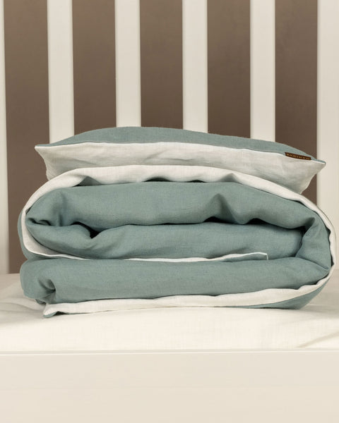 Linen Baby Duvet Cover in mint green