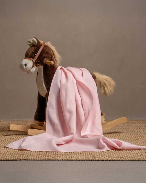 Linen Throw for Baby in Dusty Pink Color