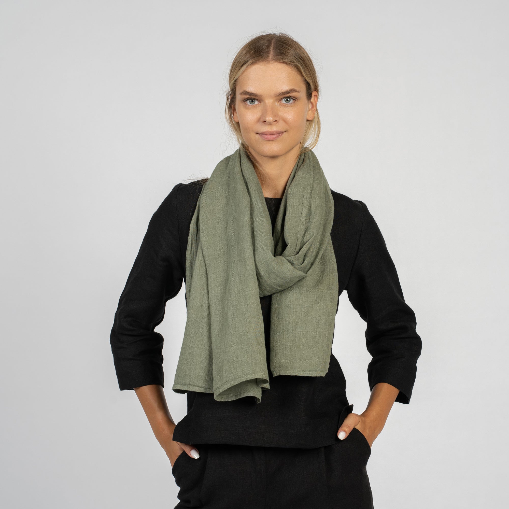 Linen Scarf Natural Grey Organic Linen Women's Scarf Pure Linen cheapest Spring Clothing