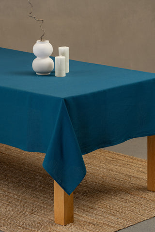 Linen Tablecloth Stone Green - 40 x 40" / Cobalt Blue