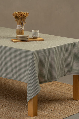 Linen Tablecloth - 40 x 40" / Green Check