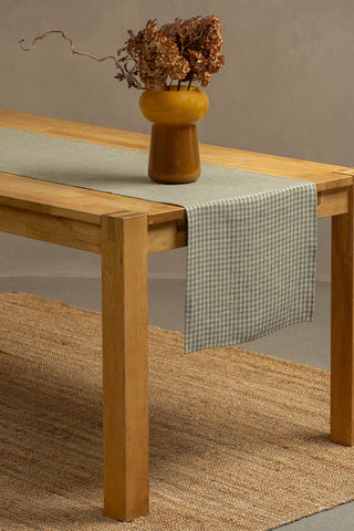 Linen Table Runner - 18 x 55" / Green Check