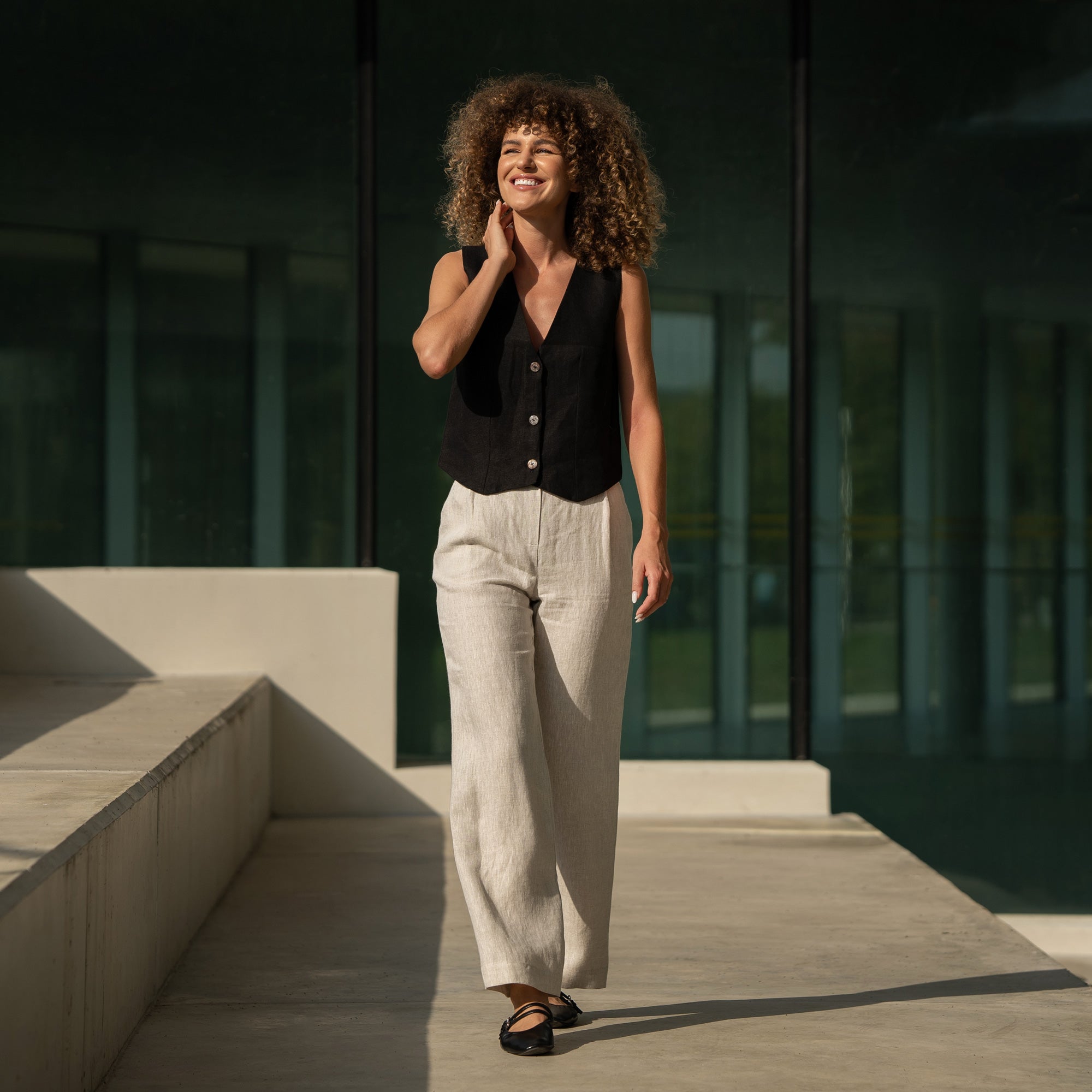 Organic 100% Linen Formal Vest for Women ❤️ menique