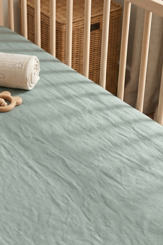 Kids' Linen Flat Sheet - 47 x 59" / Mint Green