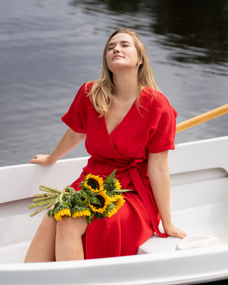 maxi red wrap dress Maxi Wrap Dress Eleanor L / Pure Red