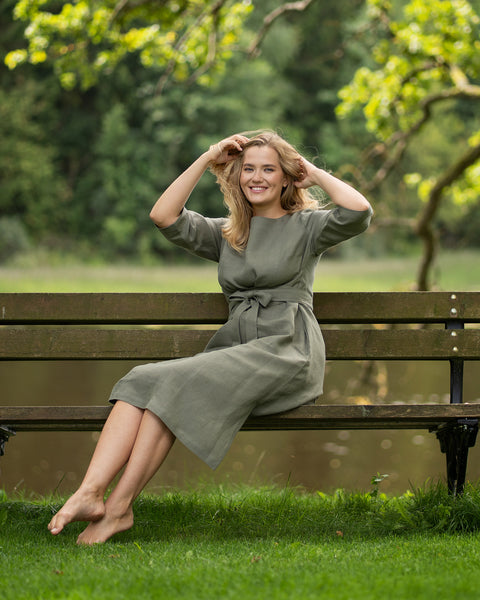 3/4 Sleeve Obi Wrap Dress Miley