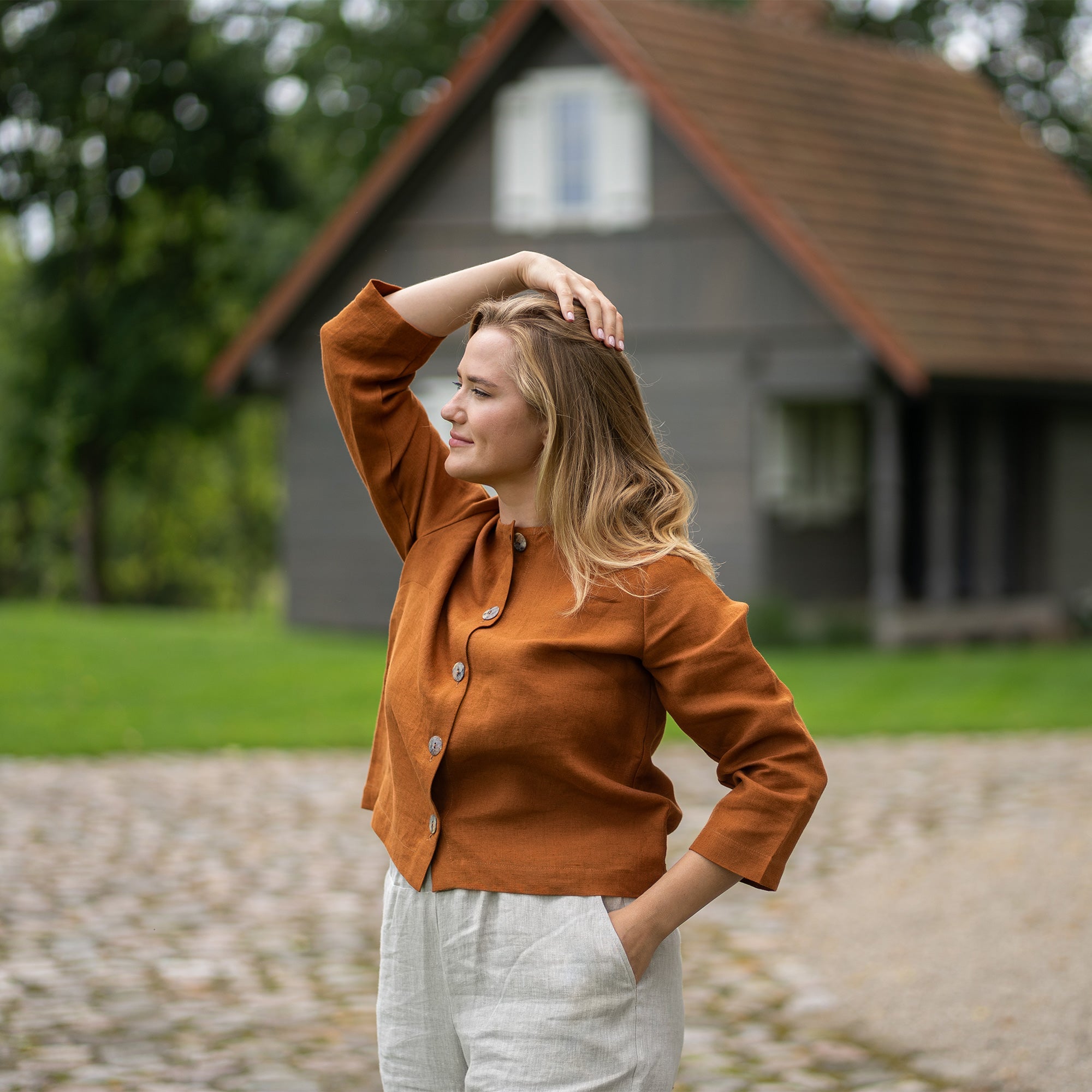 European 100% Linen Jacket Alice❤️ menique - MENIQUE