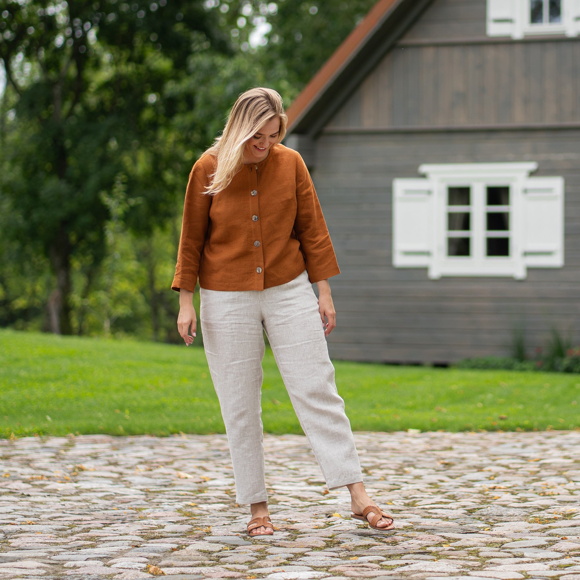 Buttoned Linen Jacket Alice Semi-Formal Wear ❤️ menique - MENIQUE