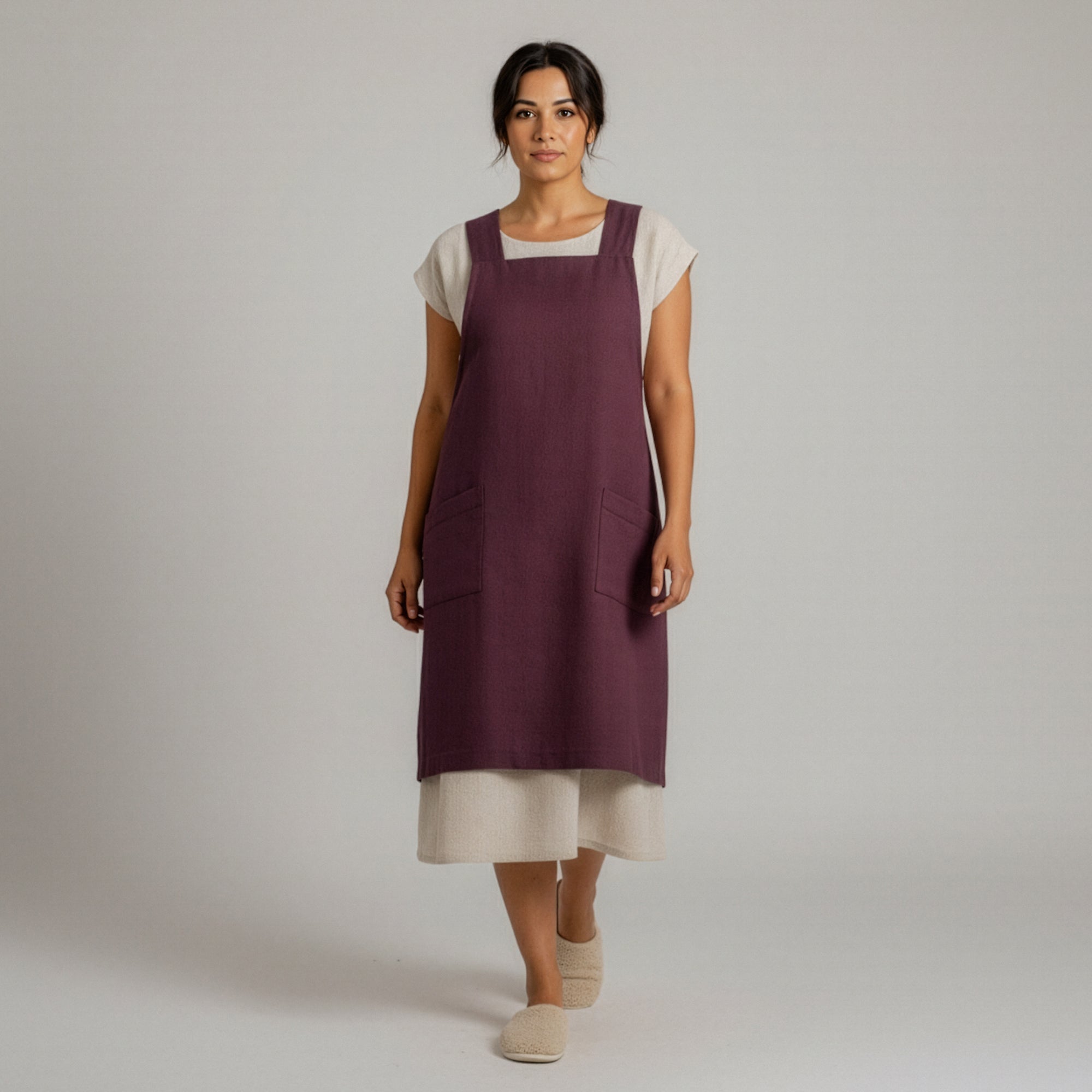 LinenJapaneseApronShadowPurple