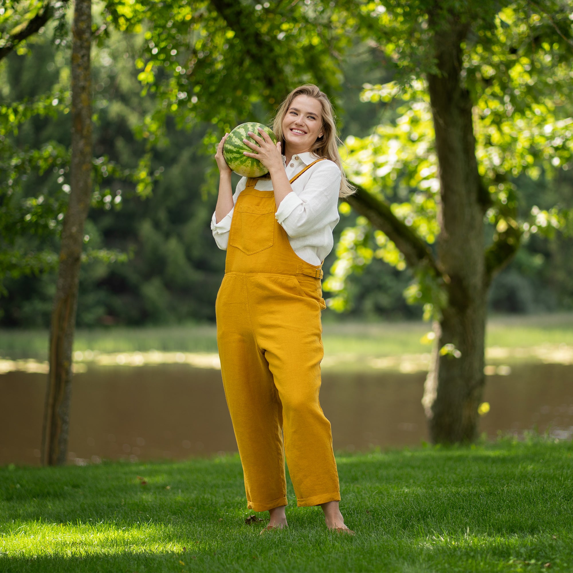 Women's Linen Jumpsuit Nicci Spicy Yellow ❤️ menique - MENIQUE