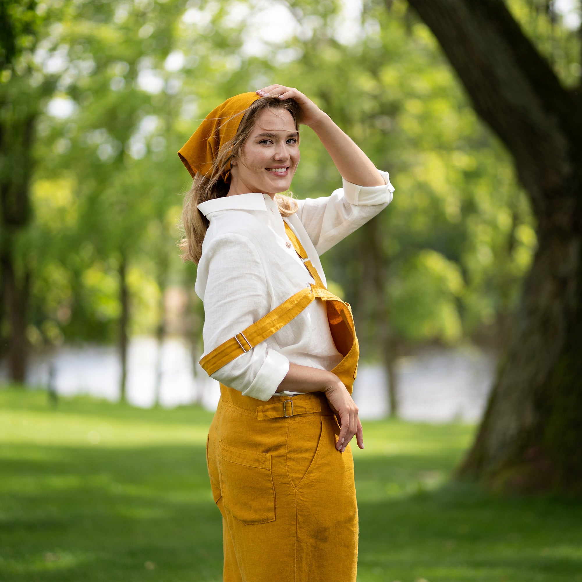 Women's Linen Jumpsuit Nicci Spicy Yellow ❤️ menique - MENIQUE