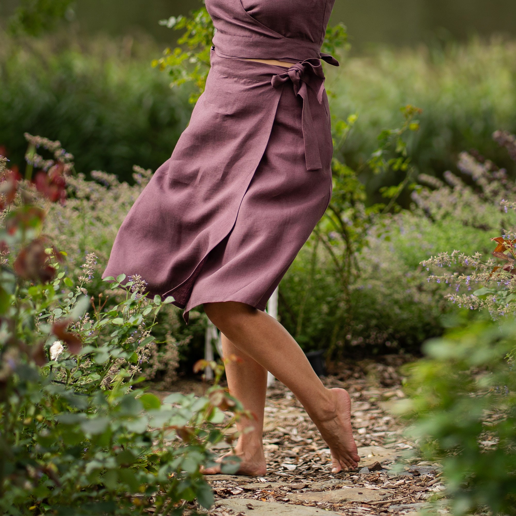 Midi 100% Linen Wrap Skirt For Women ❤️ menique - MENIQUE