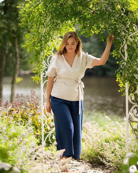 Linen Wrap Blouse Lila