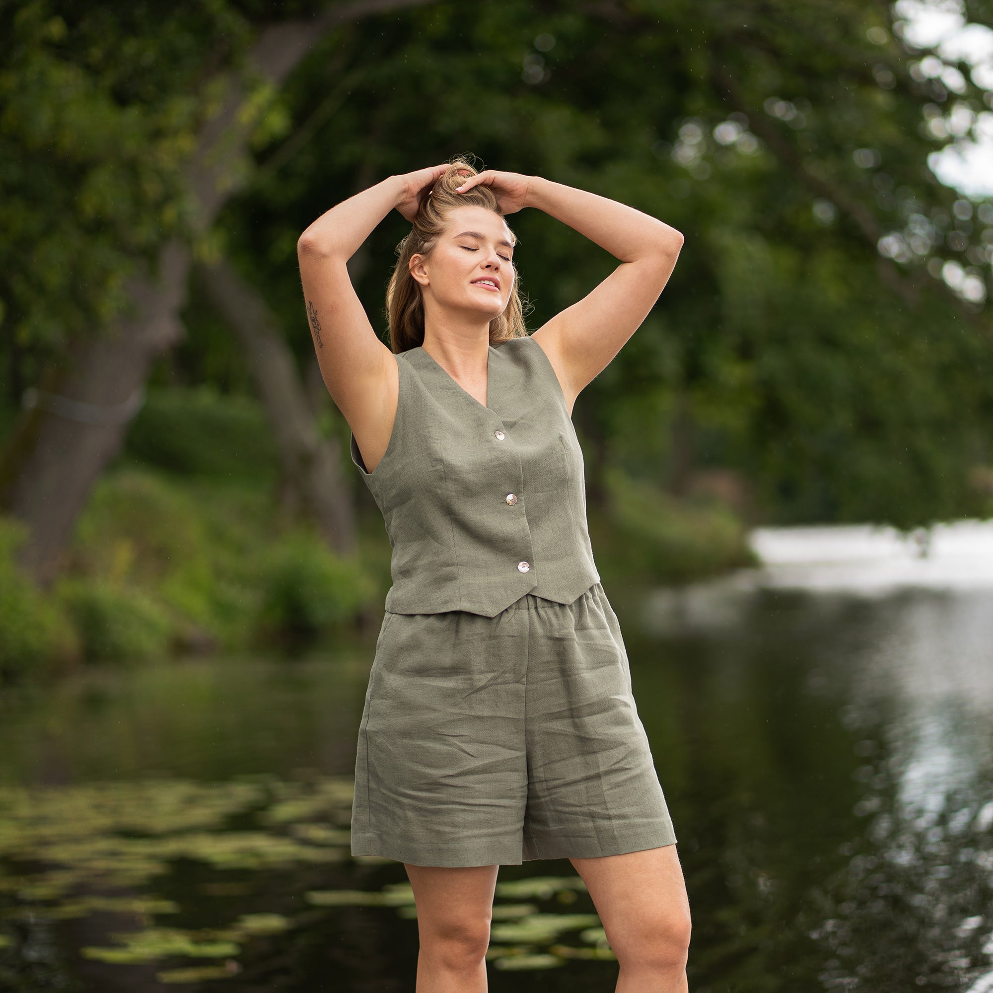 Organic 100% Linen Formal Vest for Women ❤️ menique - MENIQUE