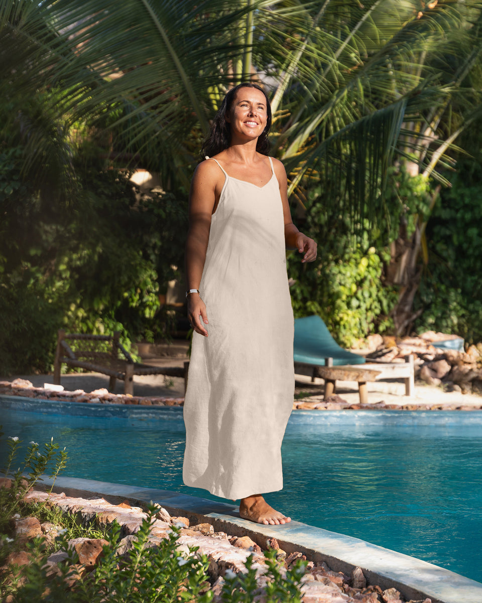 Linen Maxi Beach Dress Livia L / Natural Linen Maxi Beach Dress Livia L / Natural