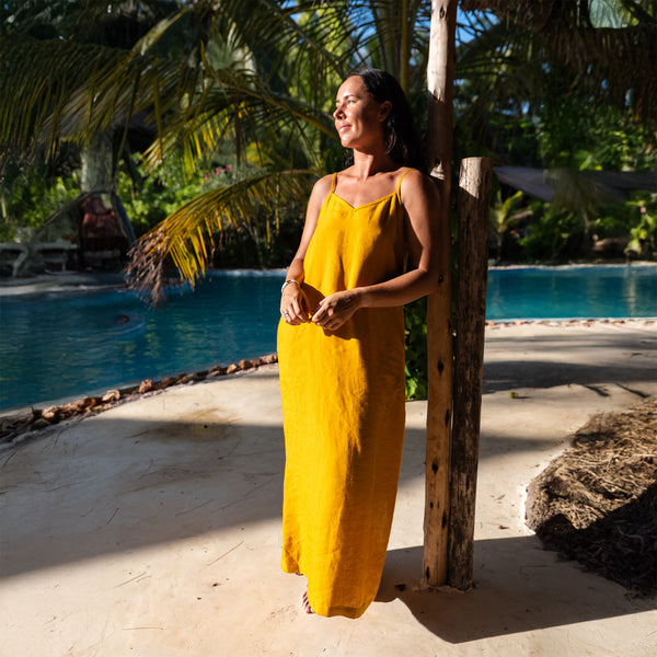 Vacation Beach Linen Maxi Dress Livia ❤️ menique