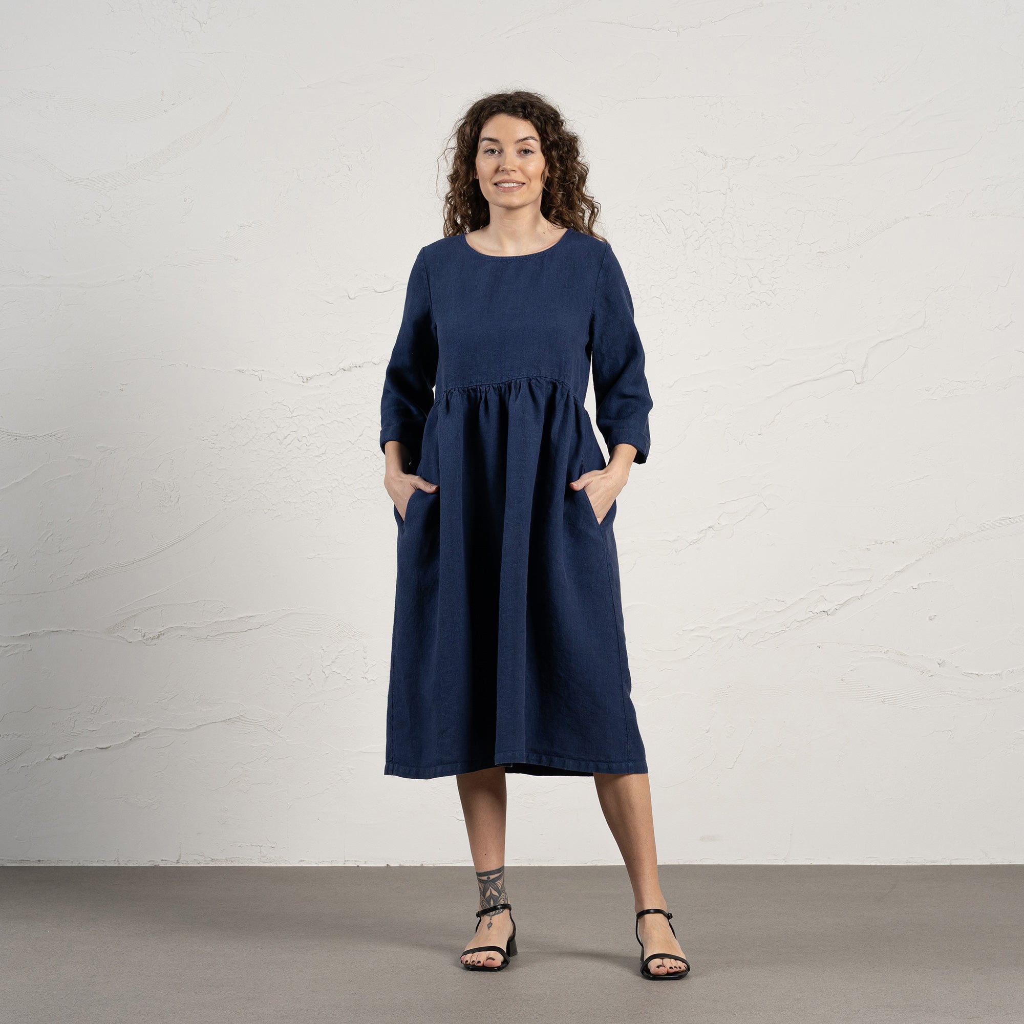 100% Linen Smock Dress Lucy Mint Green ❤️ menique - MENIQUE