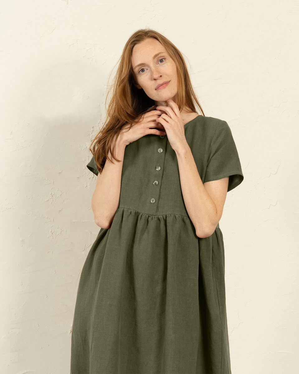 Smock Dress Maria Stone Green XL / Stone Green Smock Dress Maria Stone Green XL / Stone Green