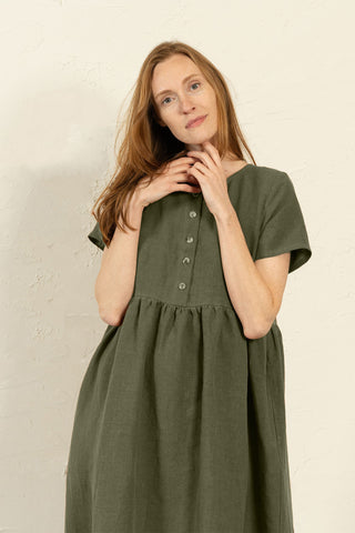 Smock Dress Maria Stone Green - XS / Stone Green