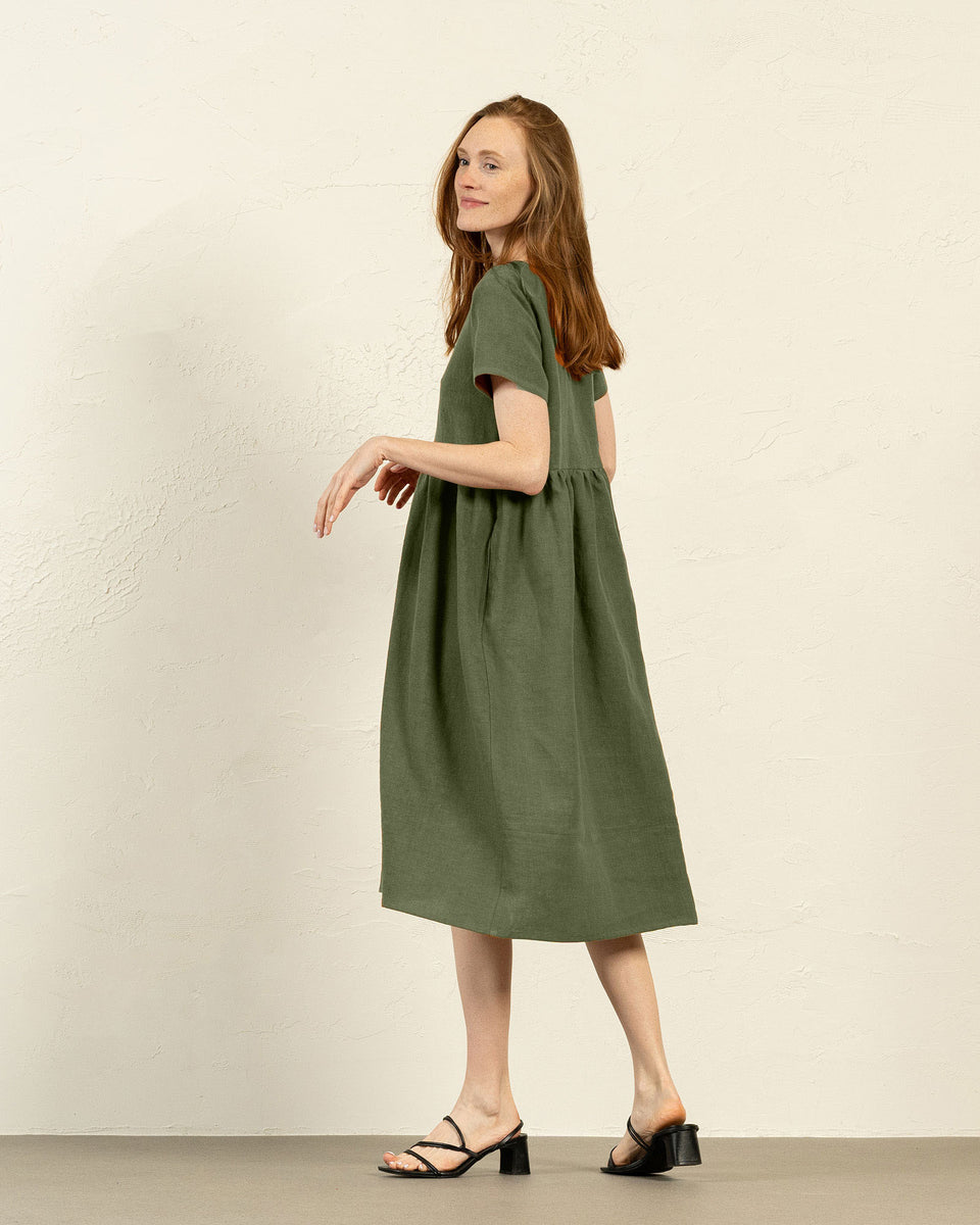 Smock Dress Maria Stone Green XL / Stone Green Smock Dress Maria Stone Green XL / Stone Green