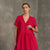 Linen Collared Wrap Dress Phoebe hot pink