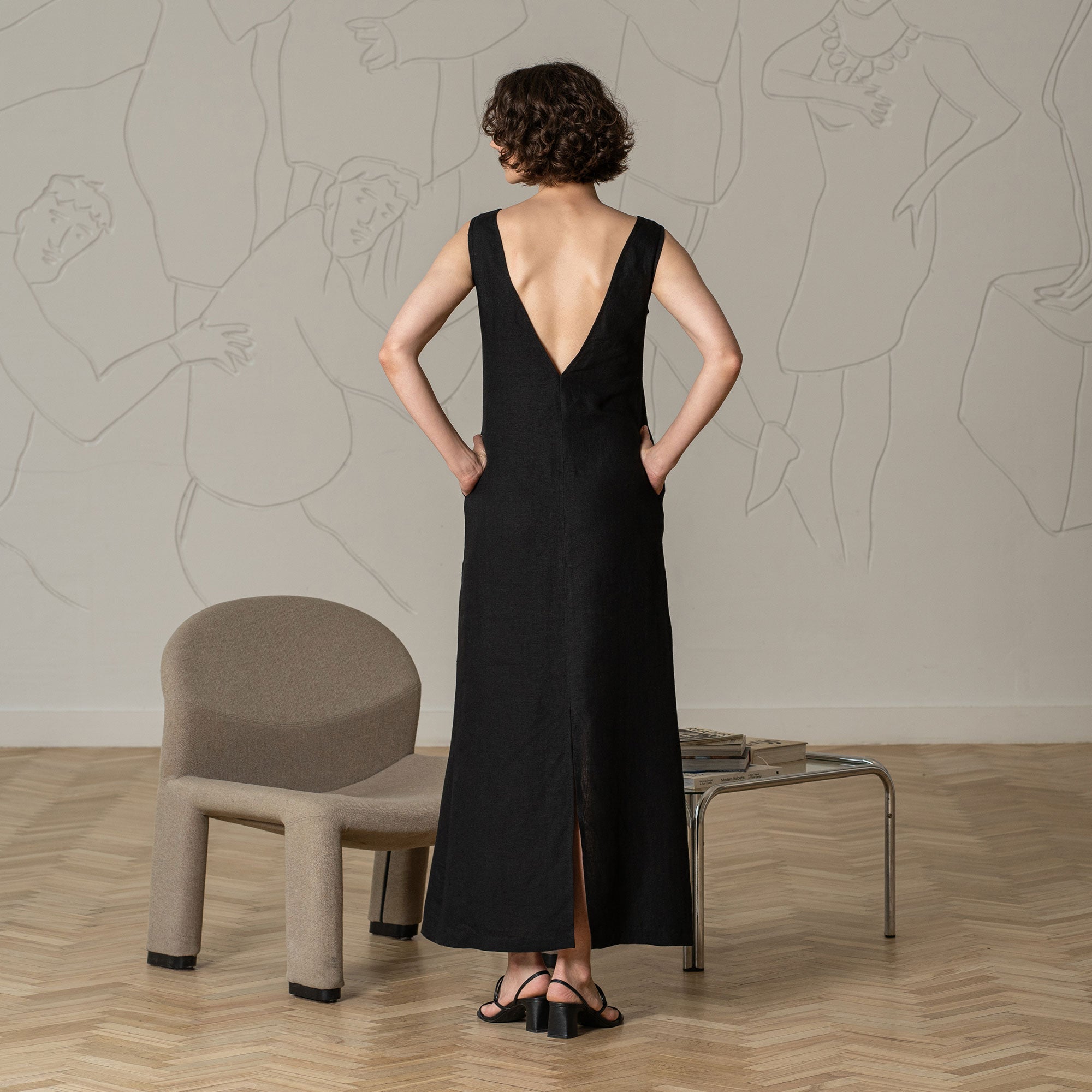 ワンピース French Linen Back\"O\" Dress Open Back Linen Dress, One of One - Etsy