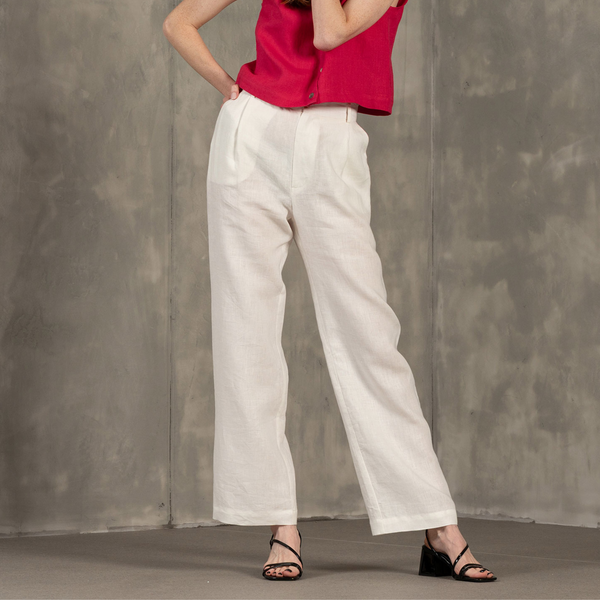 Ready To Ship/ Tapered Linen Pants Thea, Linen Pants With Elastic buy Waistband And Pockets, Linen Pants For Women, Classic Linen Trousers