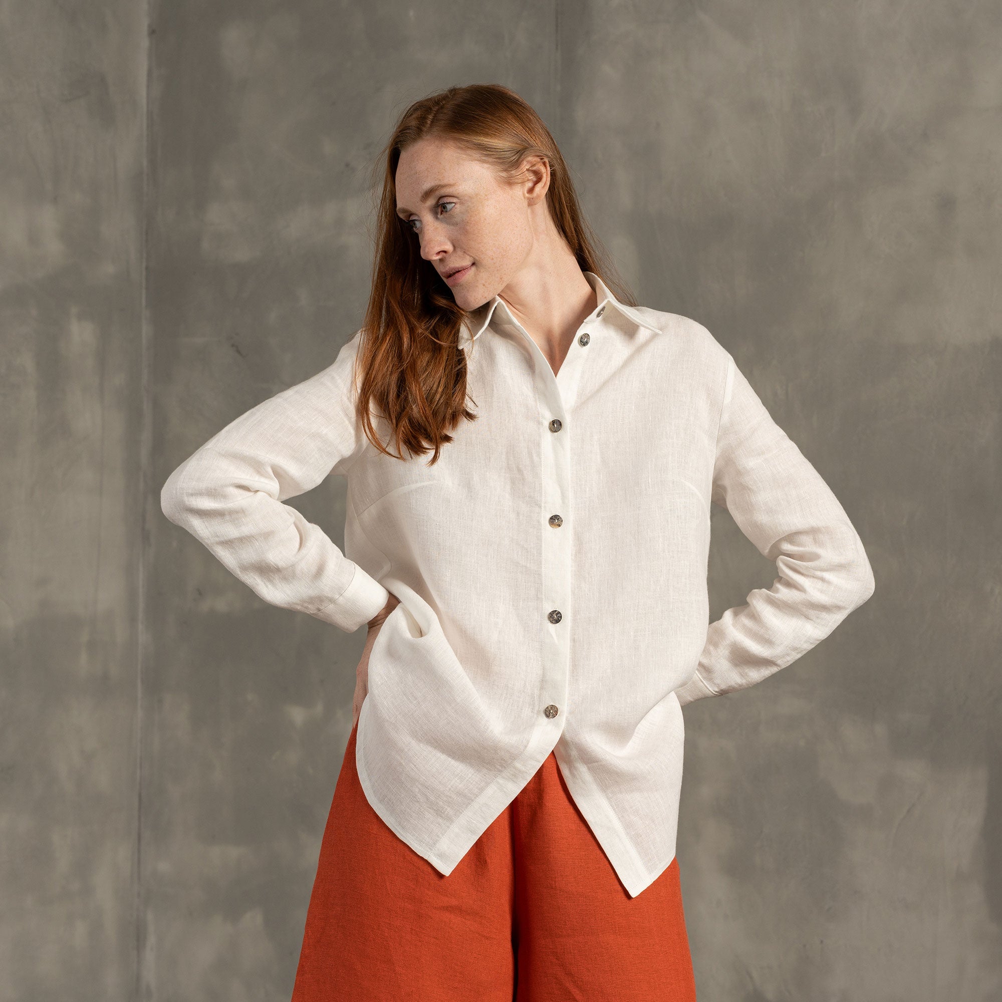 Rebeca Women's Sustainable Long Sleeve Linen Shirt ❤️ menique