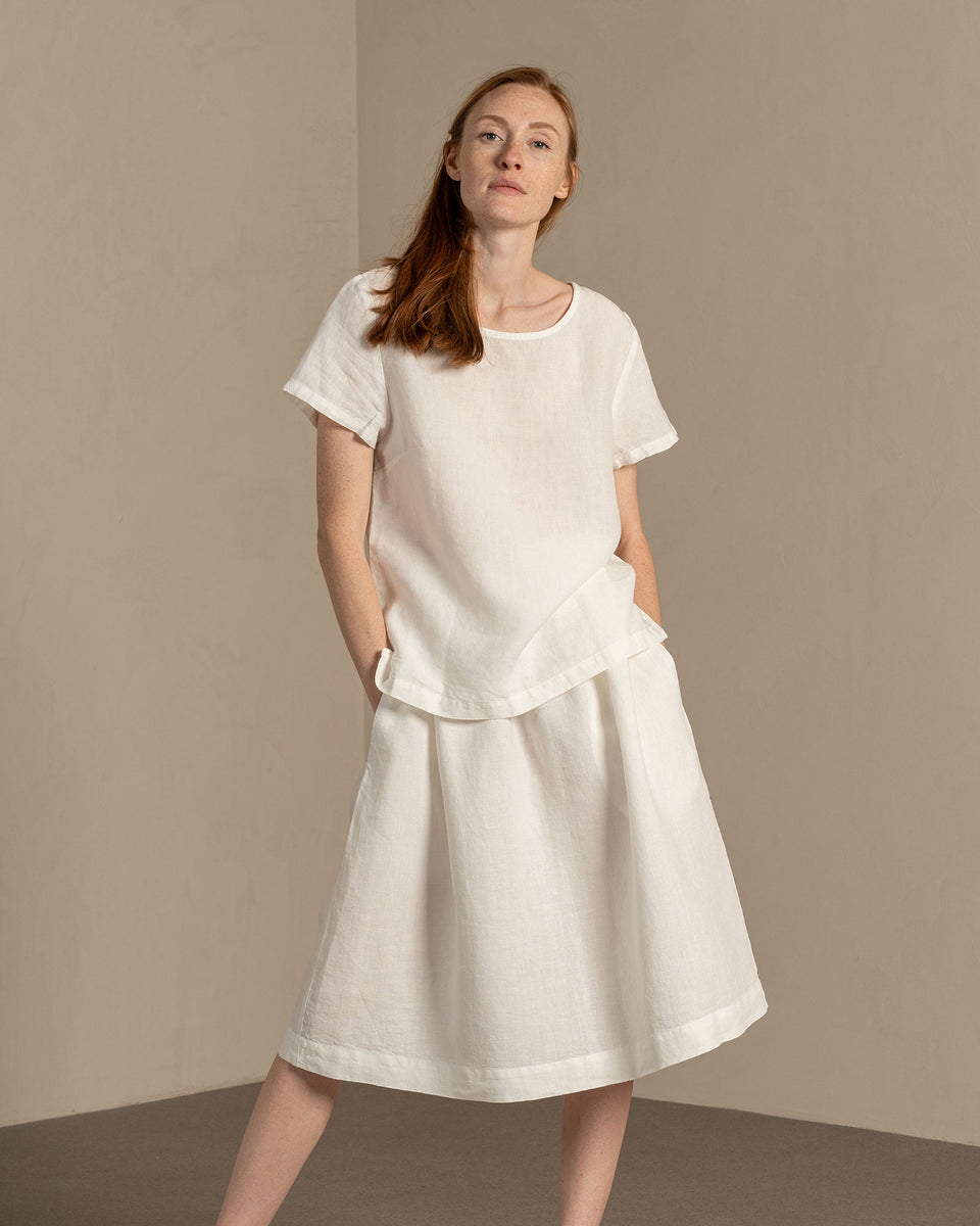 Linen Shirt for Women - Short Sleeve, Relaxed Fit, Perfect for Everyday Wear - Pure White - XXL Linen Shirt for Women - Short Sleeve, Relaxed Fit, Perfect for Everyday Wear - Pure White - XXL