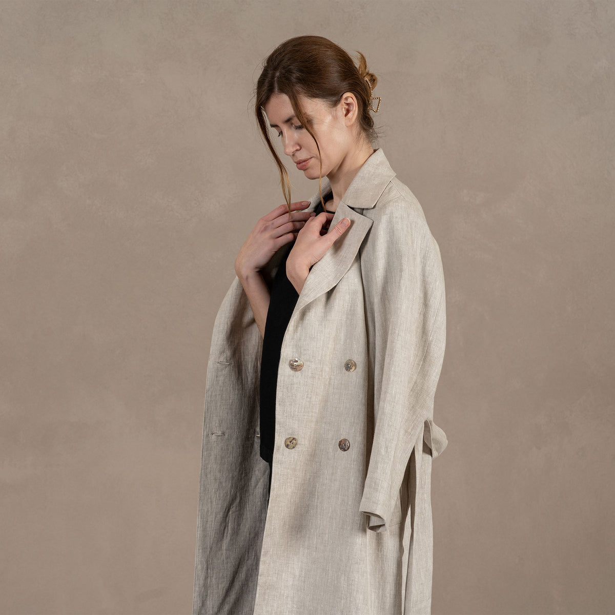 WOMEN LINEN BLEND COAT  Trench coats women, Coats jackets women, Outerwear  women