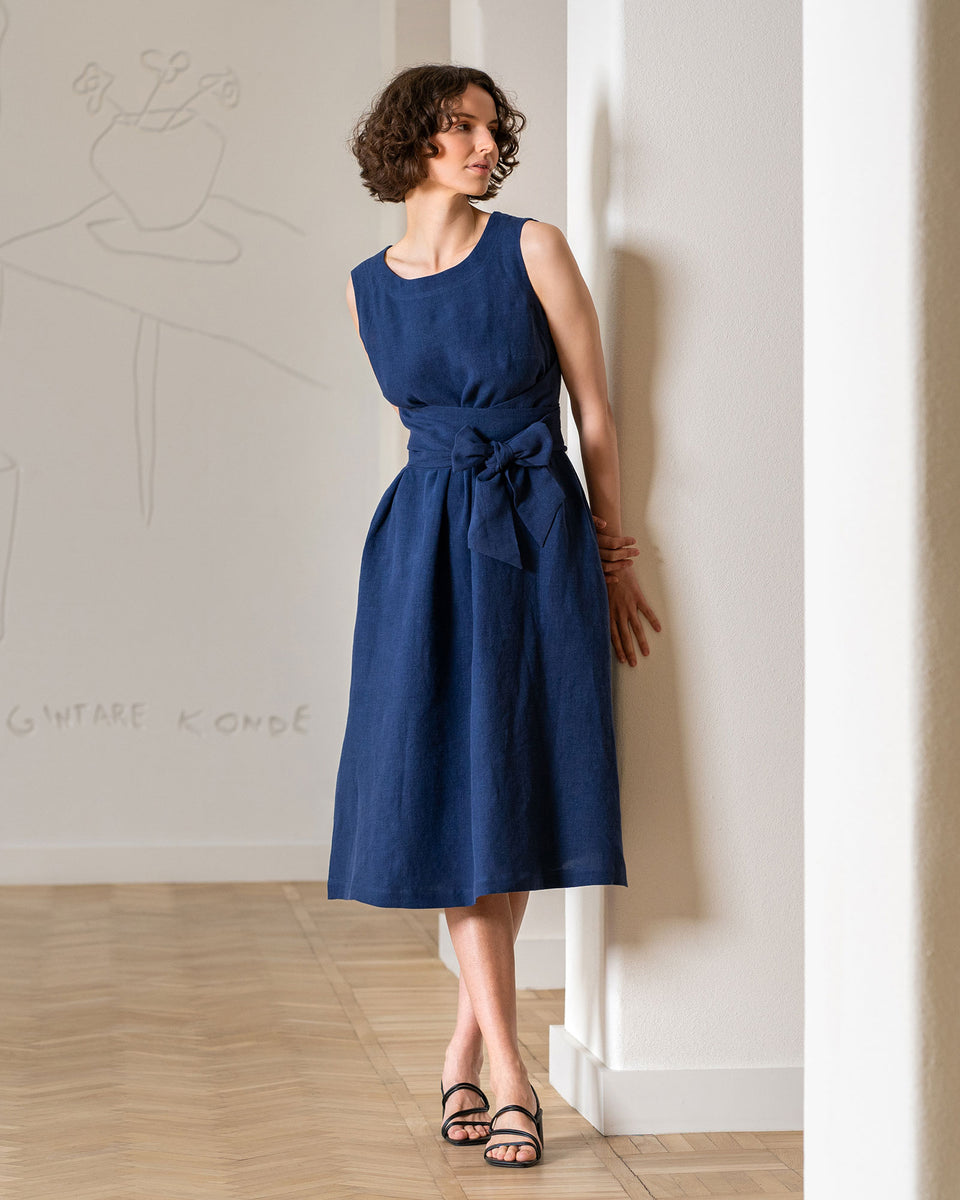 Wrap Obi Belt Dress Hailey 100% Linen menique - MENIQUE Wrap Obi Belt Dress Hailey 100% Linen menique - MENIQUE