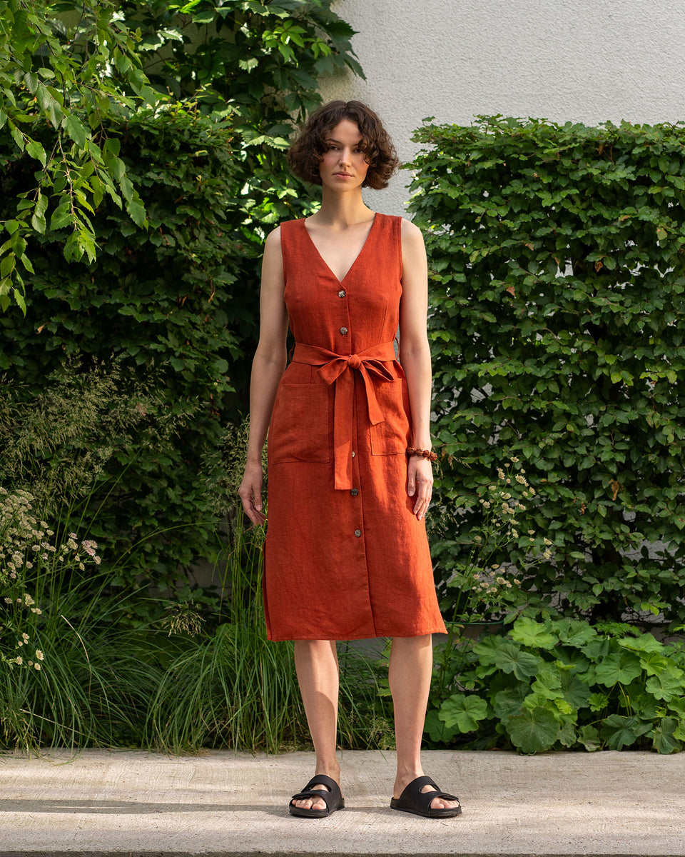 Button Front Linen Dress Sierra for Traveling menique - MENIQUE Button Front Linen Dress Sierra for Traveling menique - MENIQUE