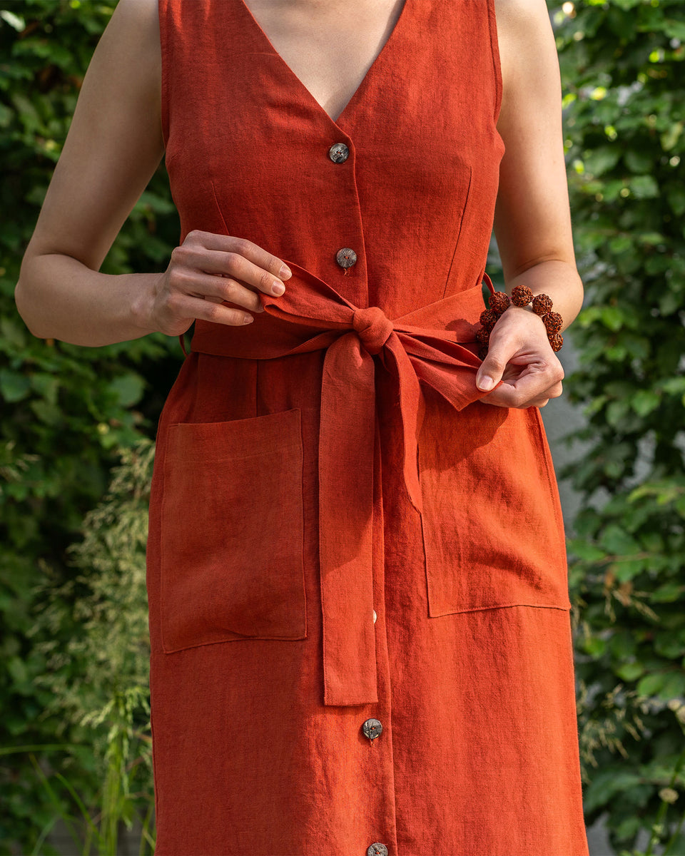 Button Front Linen Dress Sierra for Traveling menique - MENIQUE Button Front Linen Dress Sierra for Traveling menique - MENIQUE