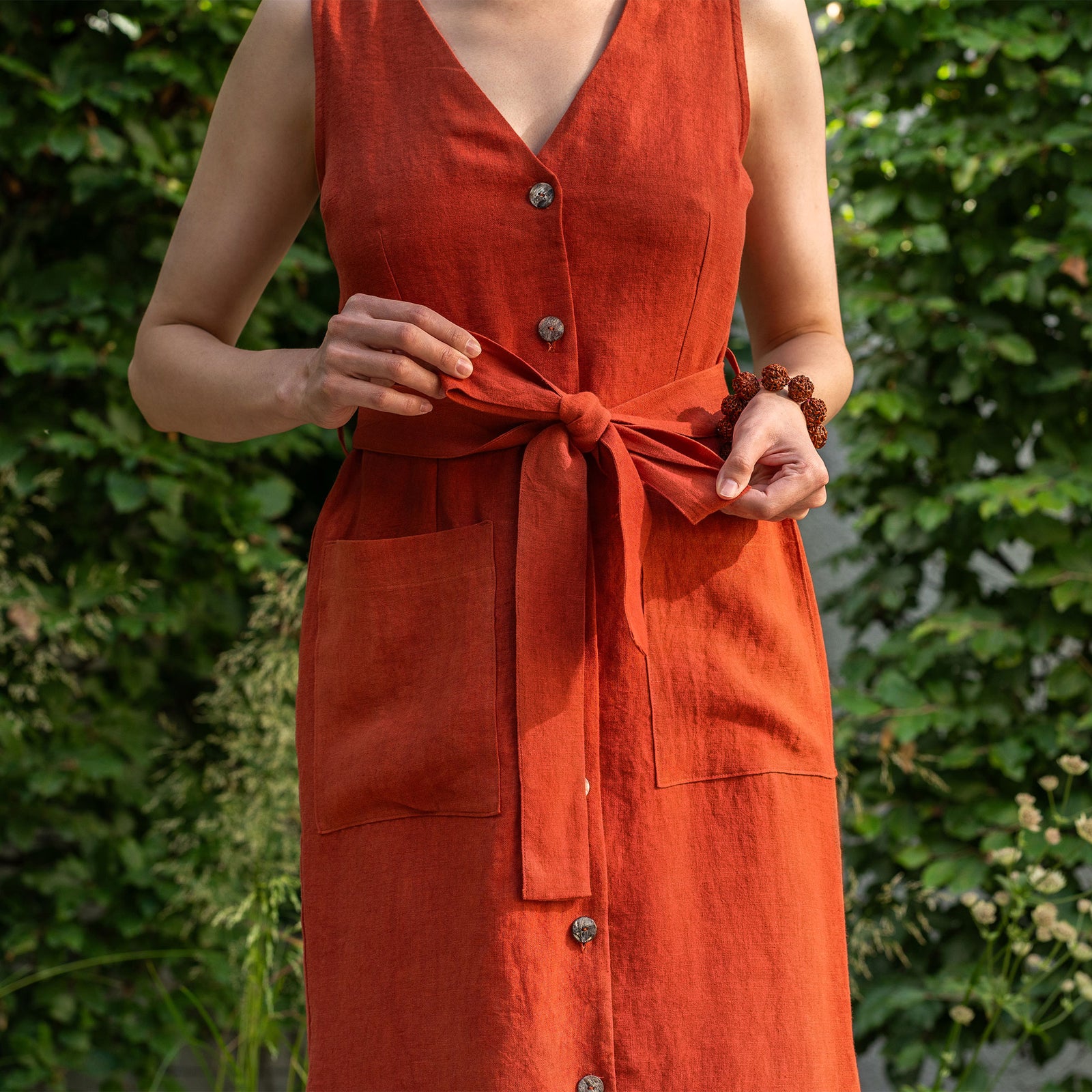 Linen Button Down Safari Dress Sierra