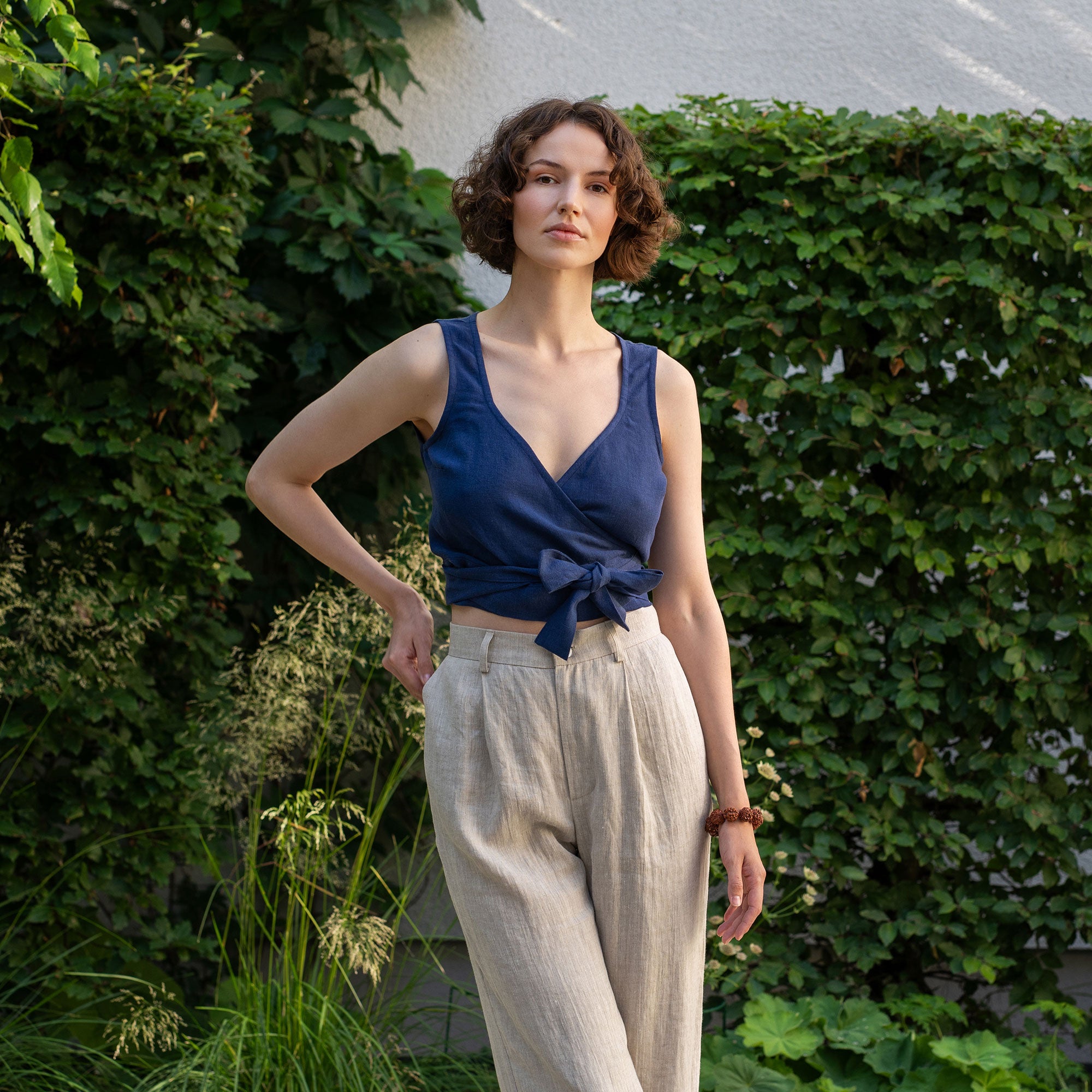 linen crossover top