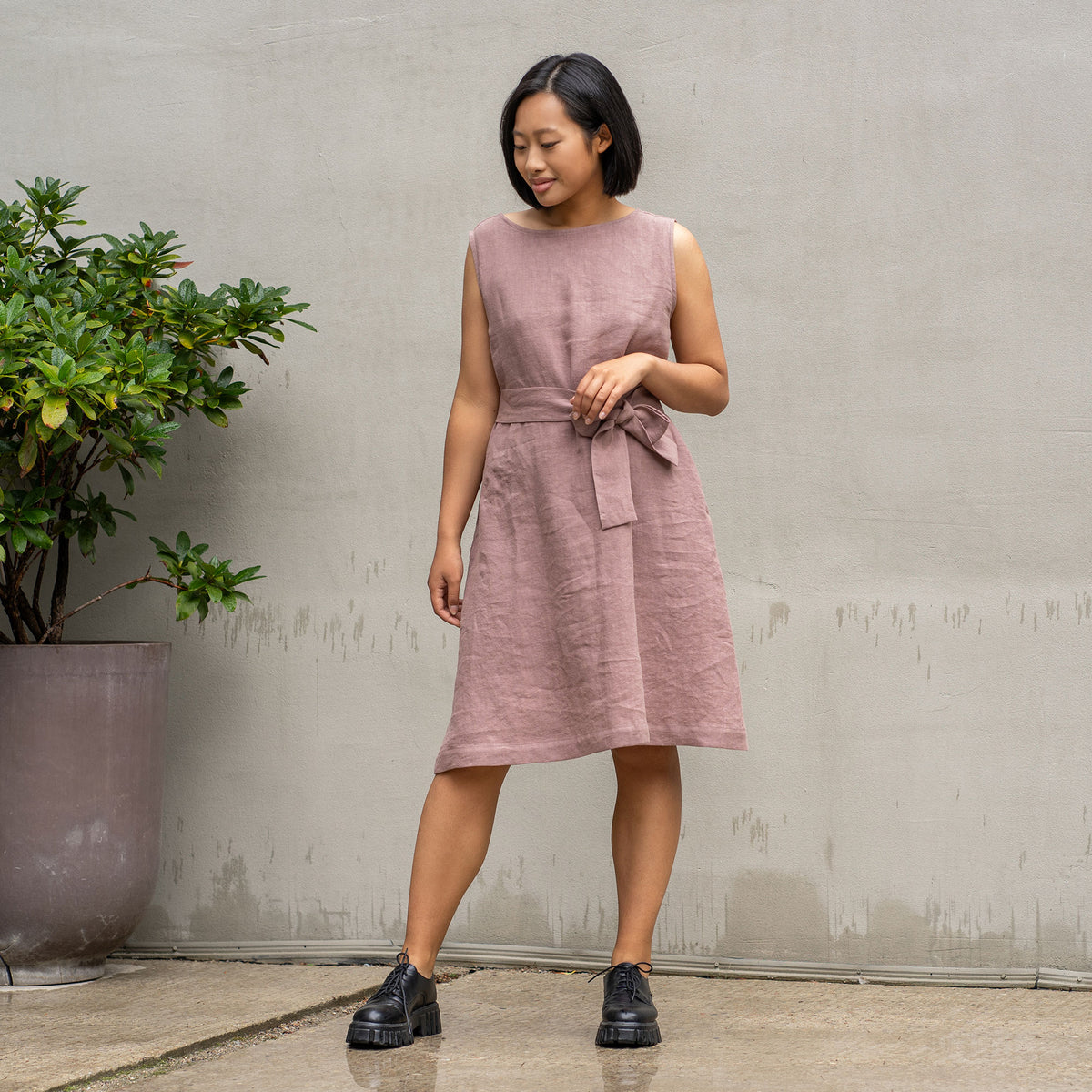 Linen Dress With Belt