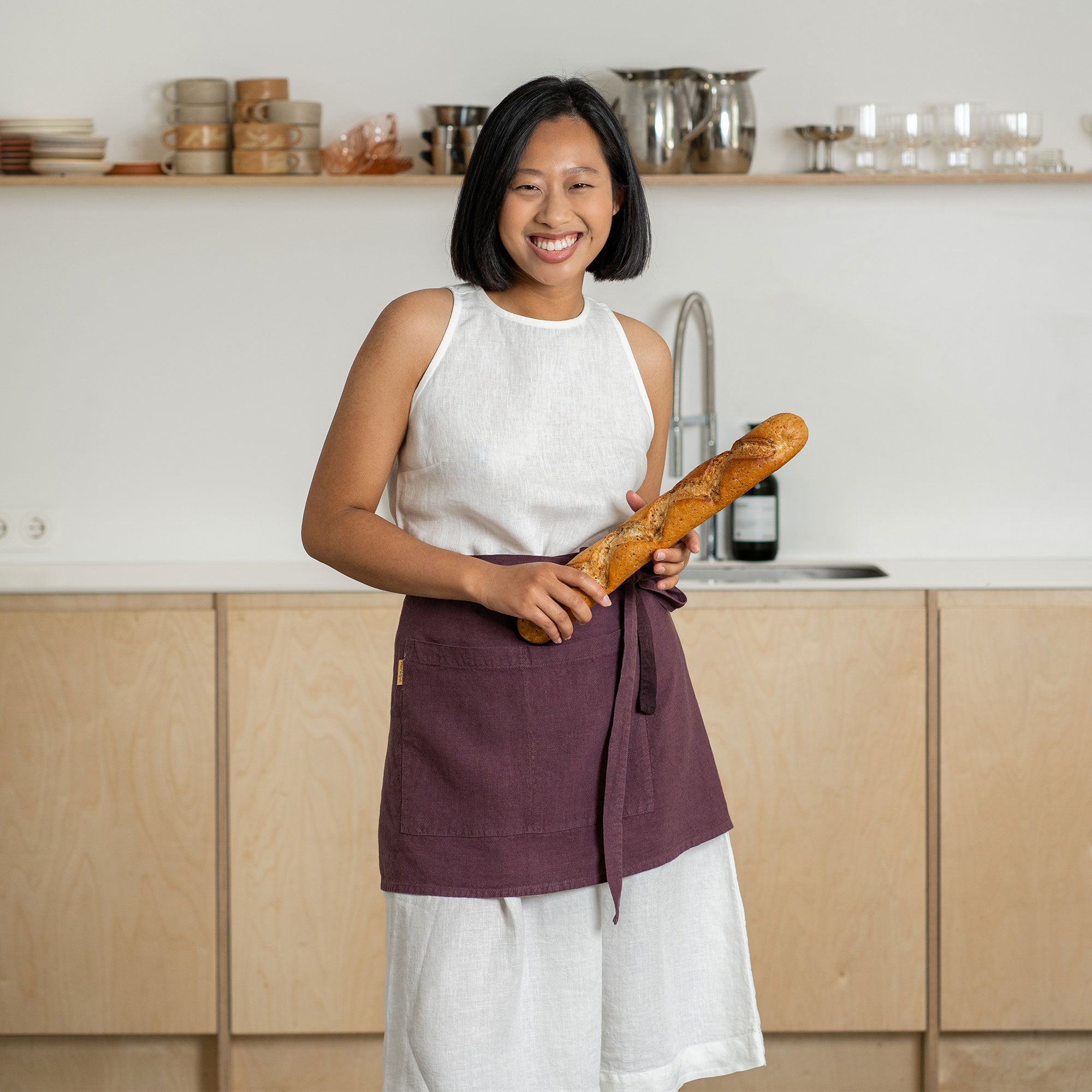 Organic Linen Half Apron ❤️ menique