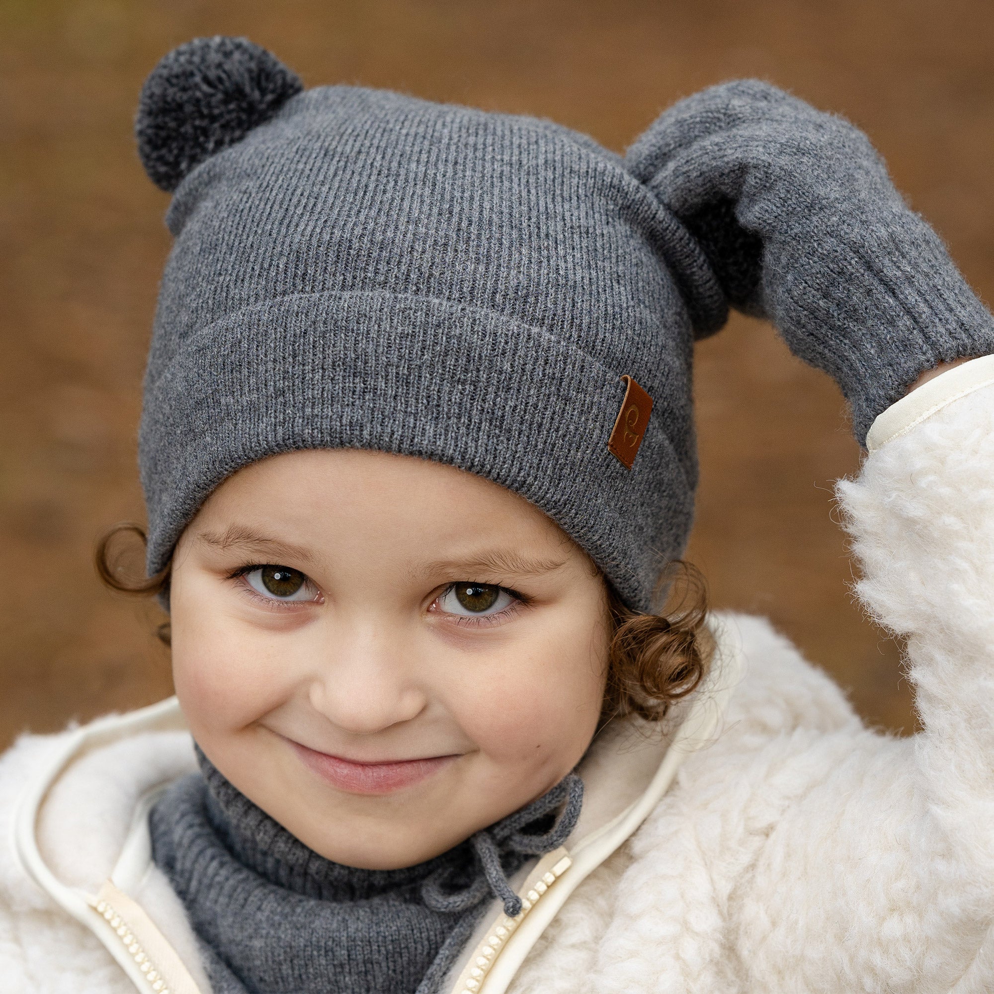Baby / Toddler Two Tone Warm Plush Knit Beanie Hat
