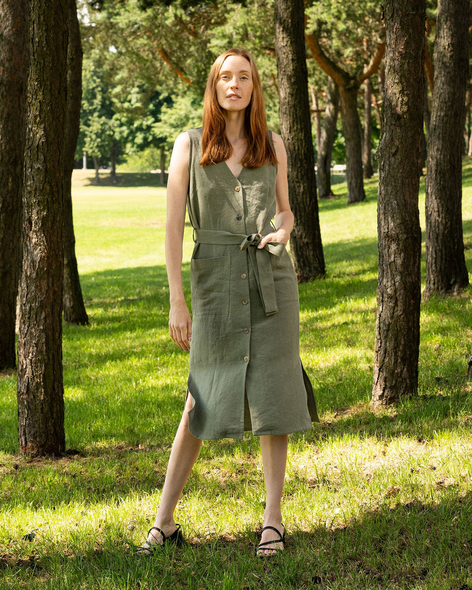 Button Front Linen Dress Sierra for Traveling menique - MENIQUE Button Front Linen Dress Sierra for Traveling menique - MENIQUE