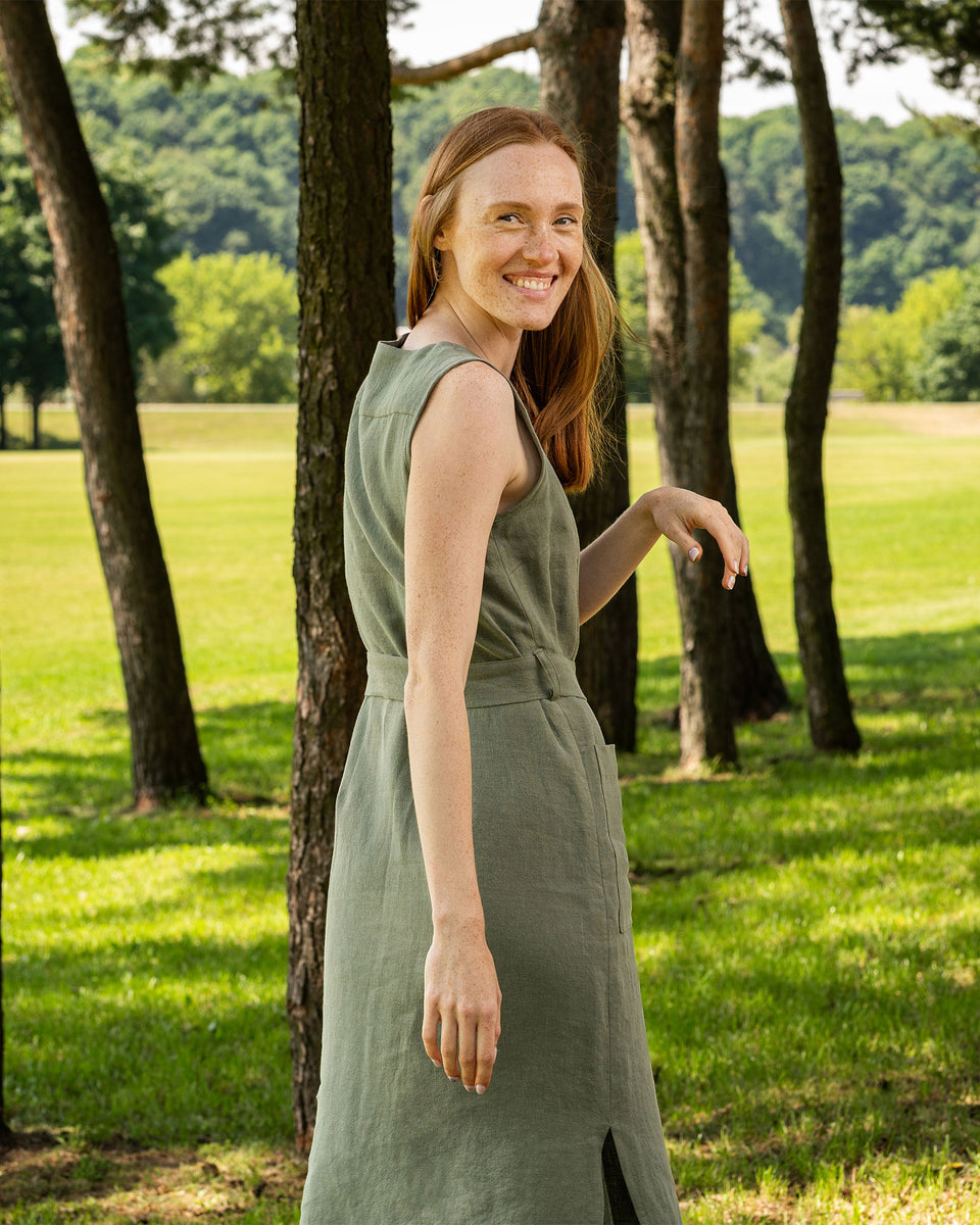 Button Front Linen Dress Sierra for Traveling menique - MENIQUE Button Front Linen Dress Sierra for Traveling menique - MENIQUE